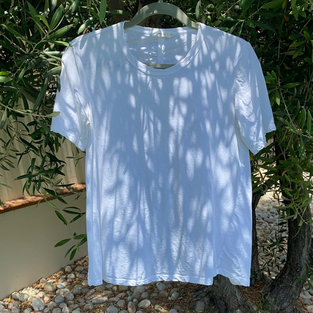 ALC white t shirt open ruched back